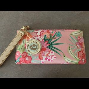 NWT Spartina Flamingo Floral Retreat Wristlet